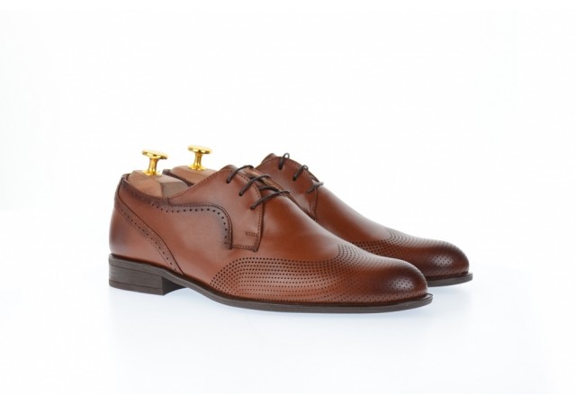 Pantofi barbati oxford,  eleganti din piele naturala cu perforatii - SIR020GMARO